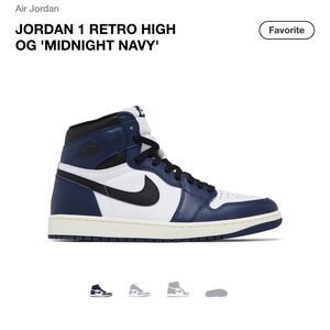 JORDAN 1 RETRO HIGH OG 'MIDNIGHT NAVY' NIKE NEW YOUTH 7 / 6.5